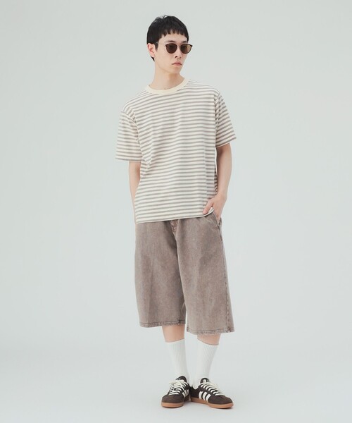 BEAMS HEART(ビームスハート)の「【6/18値下げ】フェード加工 ボーダー Tシャツ(ユニセックス)(Tシャツ/カットソー・メンズ・ブラウン/オフホワイト・MEDIUM/LARGE/SMALL)」の3枚目の写真
