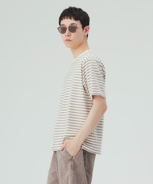 BEAMS HEART(ビームスハート)の「【6/18値下げ】フェード加工 ボーダー Tシャツ(ユニセックス)(Tシャツ/カットソー・メンズ・ブラウン/オフホワイト・MEDIUM/LARGE/SMALL)」の5枚目の写真