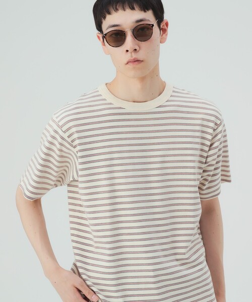 BEAMS HEART(ビームスハート)の「【6/18値下げ】フェード加工 ボーダー Tシャツ(ユニセックス)(Tシャツ/カットソー・メンズ・ブラウン/オフホワイト・MEDIUM/LARGE/SMALL)」の1枚目の写真