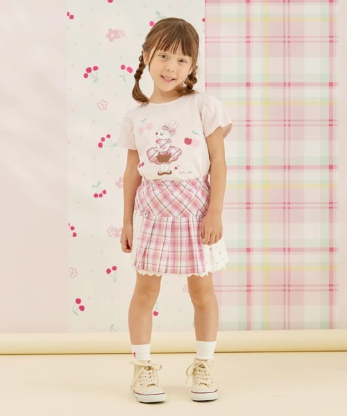 KP(ケーピー)の「mimiちゃんアップリケ 半袖Tシャツ(Tシャツ/カットソー・キッズ・ピンク/オフホワイト・90cm/100cm/110cm/120cm/80cm/130cm)」の3枚目の写真