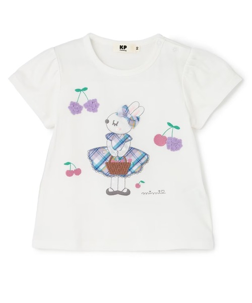 KP(ケーピー)の「mimiちゃんアップリケ 半袖Tシャツ(Tシャツ/カットソー・キッズ・ピンク/オフホワイト・90cm/100cm/110cm/120cm/80cm/130cm)」の6枚目の写真