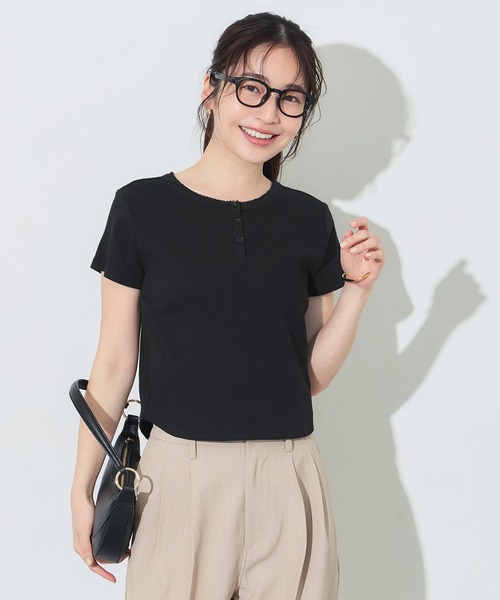 coca(coca)(コカ)の「リブヘンリーネックTシャツ(Tシャツ/カットソー・レディース・ブラック/ライトグレー/ホワイト/レッド・S/M/L)」の12枚目の写真