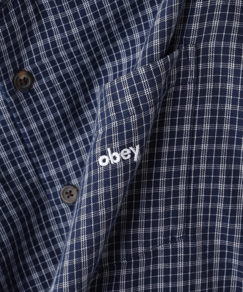 OBEY（オベイ）の「OBEY / オベイ BIGWIG IAN WOVEN（シャツ/ブラウス・メンズ・ネイビー/ベージュ・LARGE/MEDIUM）」の6枚目の写真