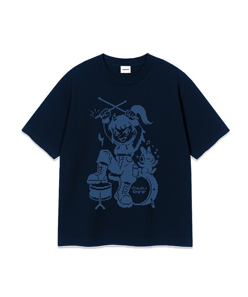 RANDOMOFF(ランダムオフ)の「PIXEL DRUM KID OVER FIT T-SHIRT (3color)(Tシャツ/カットソー・メンズ・ホワイト/ブラック/ネイビー・SMALL/MEDIUM/LARGE/X-LARGE)」の3枚目の写真