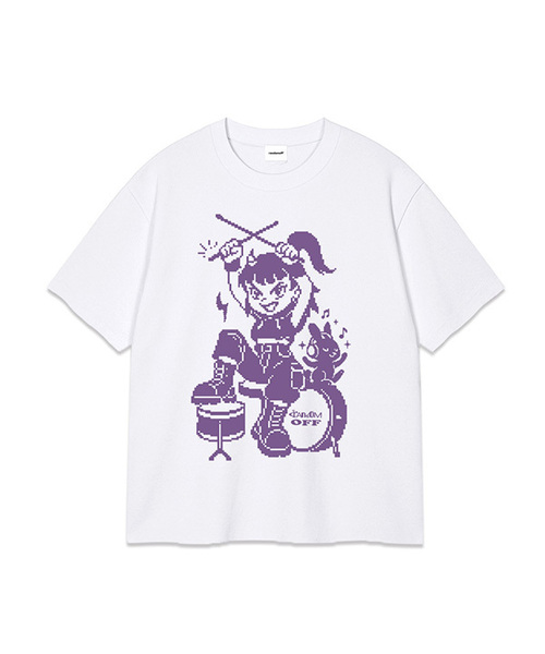 RANDOMOFF(ランダムオフ)の「PIXEL DRUM KID OVER FIT T-SHIRT (3color)(Tシャツ/カットソー・メンズ・ホワイト/ブラック/ネイビー・SMALL/MEDIUM/LARGE/X-LARGE)」の2枚目の写真