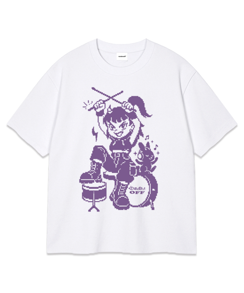 RANDOMOFF(ランダムオフ)の「PIXEL DRUM KID OVER FIT T-SHIRT (3color)(Tシャツ/カットソー・メンズ・ホワイト/ブラック/ネイビー・SMALL/MEDIUM/LARGE/X-LARGE)」の4枚目の写真