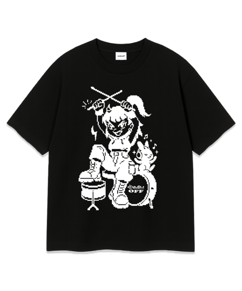 RANDOMOFF(ランダムオフ)の「PIXEL DRUM KID OVER FIT T-SHIRT (3color)(Tシャツ/カットソー・メンズ・ホワイト/ブラック/ネイビー・SMALL/MEDIUM/LARGE/X-LARGE)」の5枚目の写真