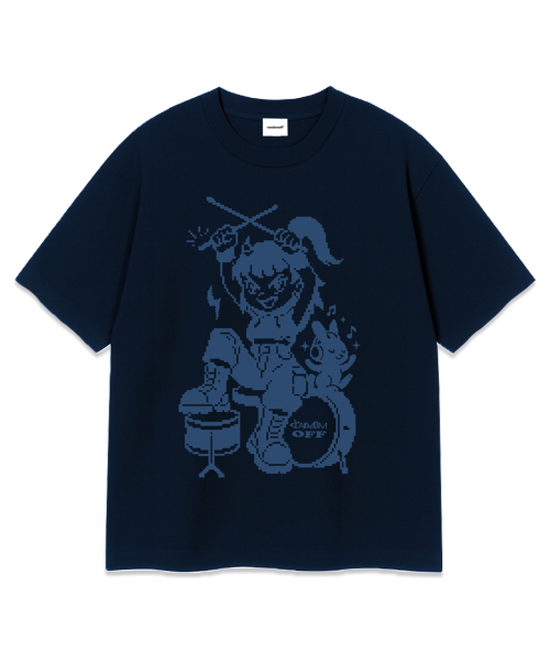 RANDOMOFF(ランダムオフ)の「PIXEL DRUM KID OVER FIT T-SHIRT (3color)(Tシャツ/カットソー・メンズ・ホワイト/ブラック/ネイビー・SMALL/MEDIUM/LARGE/X-LARGE)」の6枚目の写真