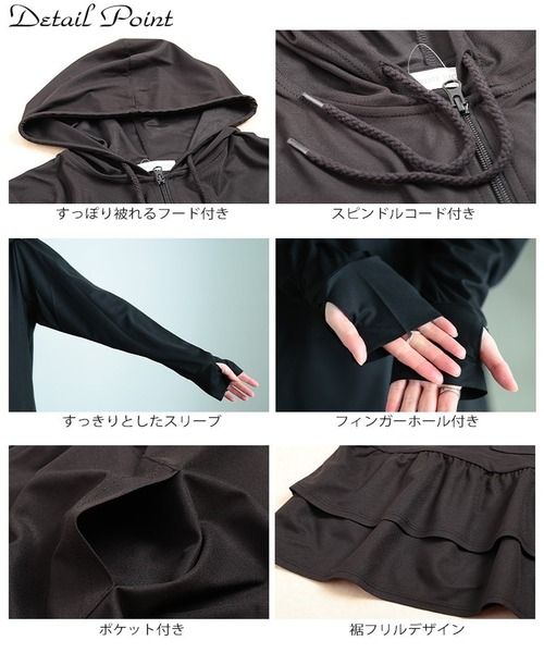 GOLDJAPAN(ゴールドジャパン)の「【大きいサイズ】 吸水速乾&UVカット&遮熱ティアードZIPパーカー【大きいサイズ対応】(パーカー・レディース・ブラック・LL/3L/4L/5L)」の14枚目の写真