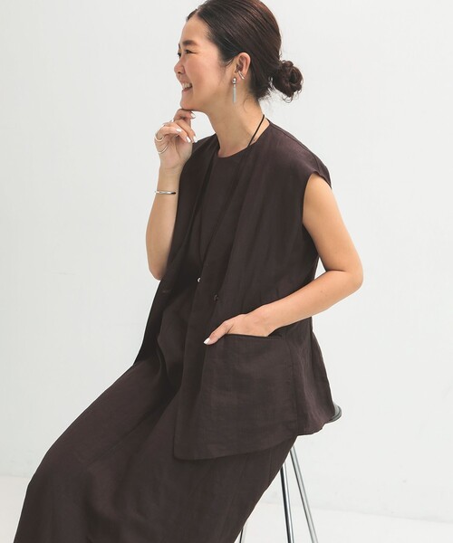 Demi-Luxe BEAMS（デミルクス ビームス）の「リネン ラップ ジレ ブラウス .M（ベスト・レディース・ベージュ/ブラウン系その他・ONE SIZE）」の2枚目の写真