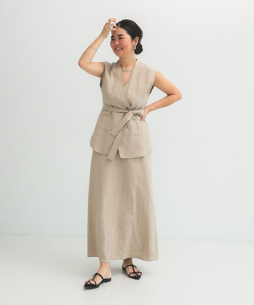 Demi-Luxe BEAMS（デミルクス ビームス）の「リネン ラップ ジレ ブラウス .M（ベスト・レディース・ベージュ/ブラウン系その他・ONE SIZE）」の4枚目の写真