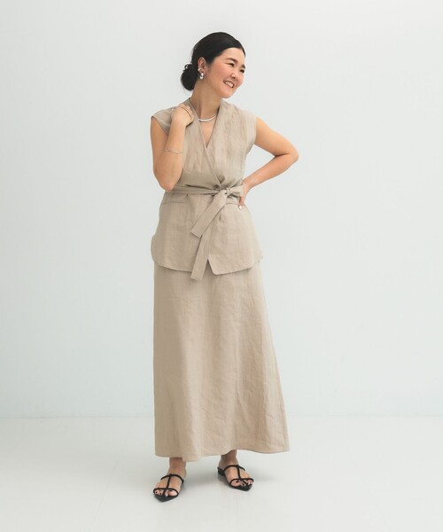 Demi-Luxe BEAMS（デミルクス ビームス）の「リネン ラップ ジレ ブラウス .M（ベスト・レディース・ベージュ/ブラウン系その他・ONE SIZE）」の5枚目の写真