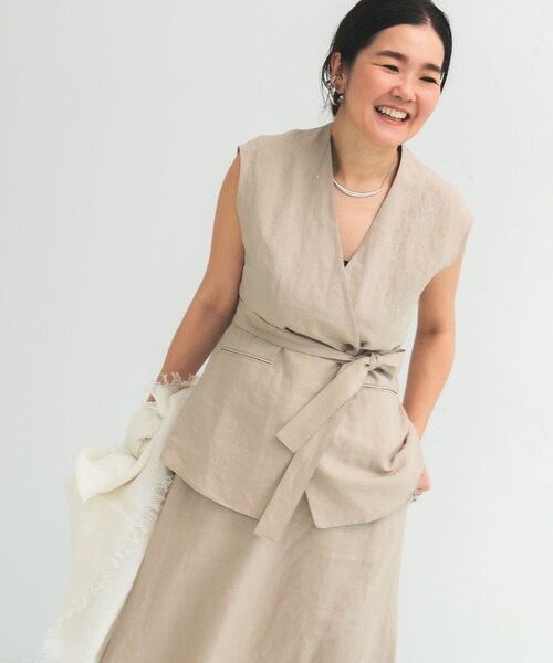 Demi-Luxe BEAMS（デミルクス ビームス）の「リネン ラップ ジレ ブラウス .M（ベスト・レディース・ベージュ/ブラウン系その他・ONE SIZE）」の6枚目の写真