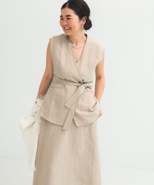 Demi-Luxe BEAMS（デミルクス ビームス）の「リネン ラップ ジレ ブラウス .M（ベスト・レディース・ベージュ/ブラウン系その他・ONE SIZE）」の8枚目の写真