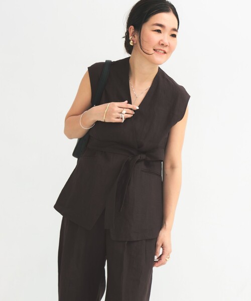 Demi-Luxe BEAMS（デミルクス ビームス）の「リネン ラップ ジレ ブラウス .M（ベスト・レディース・ベージュ/ブラウン系その他・ONE SIZE）」の18枚目の写真