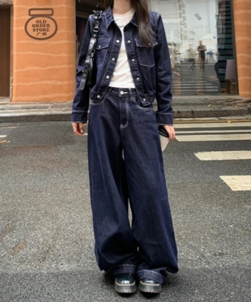 FAVORITO（ファヴォリート）の「デニムショートジャケットパンツセットアップ（セットアップ・レディース・ダークブルー・XL/L/M/S）」の6枚目の写真