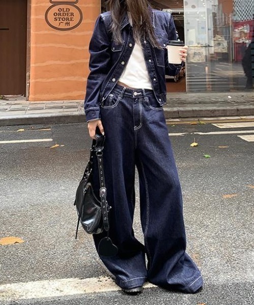 FAVORITO（ファヴォリート）の「デニムショートジャケットパンツセットアップ（セットアップ・レディース・ダークブルー・XL/L/M/S）」の7枚目の写真