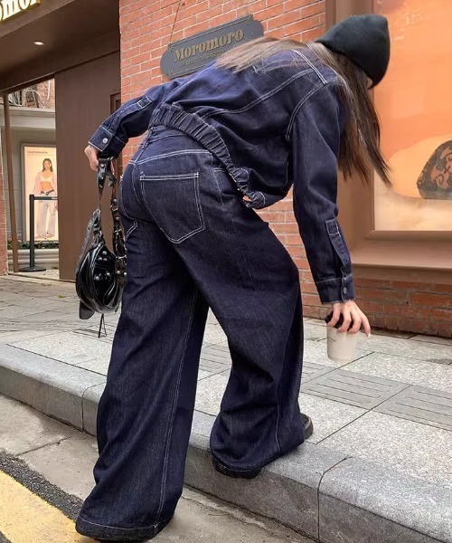 FAVORITO（ファヴォリート）の「デニムショートジャケットパンツセットアップ（セットアップ・レディース・ダークブルー・XL/L/M/S）」の4枚目の写真