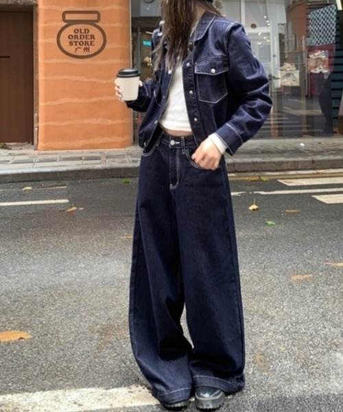 FAVORITO（ファヴォリート）の「デニムショートジャケットパンツセットアップ（セットアップ・レディース・ダークブルー・XL/L/M/S）」の11枚目の写真
