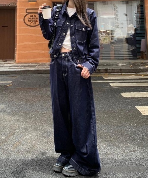 FAVORITO（ファヴォリート）の「デニムショートジャケットパンツセットアップ（セットアップ・レディース・ダークブルー・XL/L/M/S）」の13枚目の写真