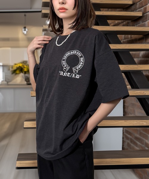 Candlestick（キャンドルスティック）の「ラインストーン ホースシュー ワイドシルエット ストレッチ 半袖Tシャツ（Tシャツ/カットソー・レディース・ホワイト/スミクロ/ブラック・M/L）」の16枚目の写真