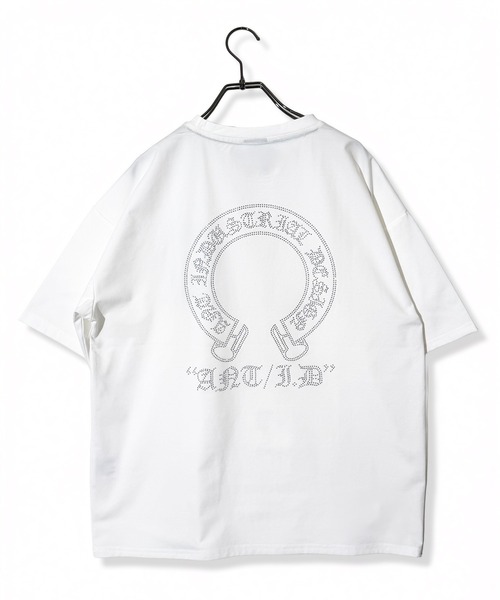 Candlestick（キャンドルスティック）の「ラインストーン ホースシュー ワイドシルエット ストレッチ 半袖Tシャツ（Tシャツ/カットソー・レディース・ホワイト/スミクロ/ブラック・M/L）」の21枚目の写真