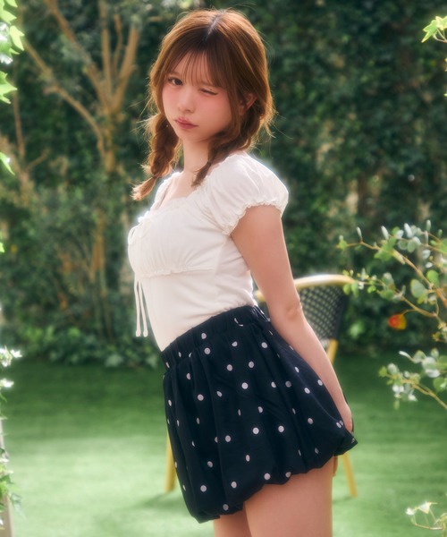 TITTY&CO.(ティティーアンドコー)の「ギャザートップス(Tシャツ/カットソー・レディース・チャコールグレー/アイボリー/ブルー/ピンク・FREE)」の14枚目の写真