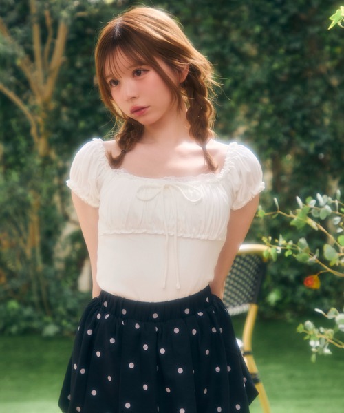 TITTY&CO.(ティティーアンドコー)の「ギャザートップス(Tシャツ/カットソー・レディース・チャコールグレー/アイボリー/ブルー/ピンク・FREE)」の17枚目の写真