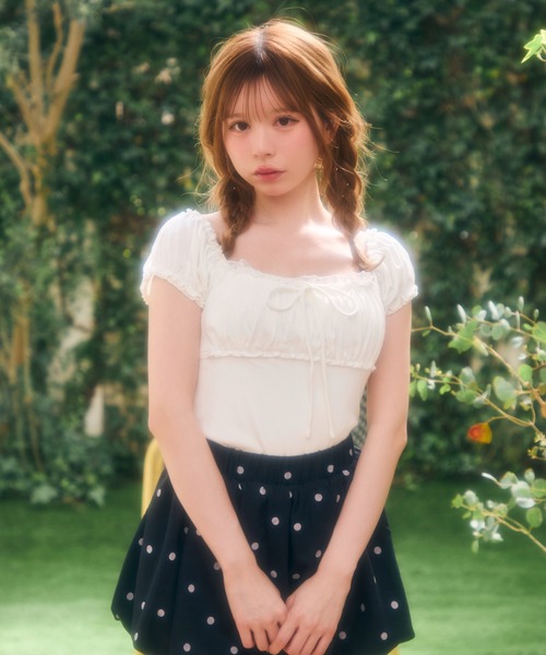 TITTY&CO.(ティティーアンドコー)の「ギャザートップス(Tシャツ/カットソー・レディース・チャコールグレー/アイボリー/ブルー/ピンク・FREE)」の19枚目の写真