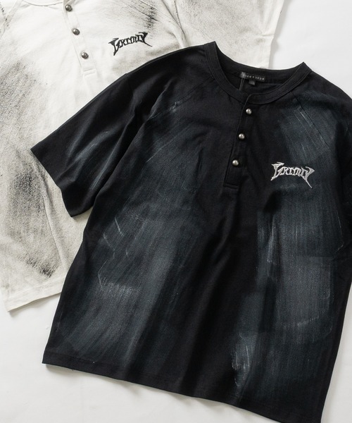 JOHN'S CLOSET(ジョンズクローゼット)の「【13】バイオウォッシュ ショートヘンリーネックTシャツ(Tシャツ/カットソー・メンズ・ブラック/アイボリー/ワインレッド・MEDIUM/LARGE)」の2枚目の写真