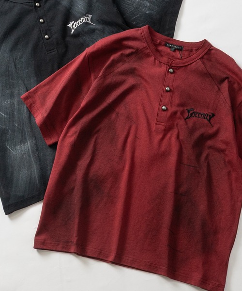 JOHN'S CLOSET(ジョンズクローゼット)の「【13】バイオウォッシュ ショートヘンリーネックTシャツ(Tシャツ/カットソー・メンズ・ブラック/アイボリー/ワインレッド・MEDIUM/LARGE)」の3枚目の写真