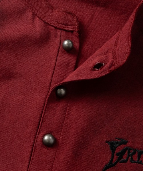 JOHN'S CLOSET(ジョンズクローゼット)の「【13】バイオウォッシュ ショートヘンリーネックTシャツ(Tシャツ/カットソー・メンズ・ブラック/アイボリー/ワインレッド・MEDIUM/LARGE)」の5枚目の写真