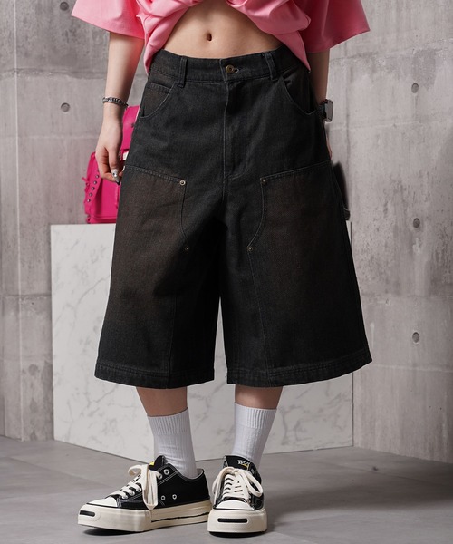 1111clothing（ワンフォークロージング）の「12oz デニム ダブルニージョーツ / 12-ounce Denim Double-Knee Jorts（デニムパンツ・メンズ・カモフラージュ/ネイビー/ブラック/ブルー・XL/L/M）」の3枚目の写真