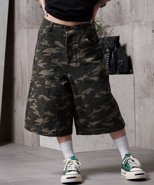 1111clothing（ワンフォークロージング）の「12oz デニム ダブルニージョーツ / 12-ounce Denim Double-Knee Jorts（デニムパンツ・メンズ・カモフラージュ/ネイビー/ブラック/ブルー・XL/L/M）」の4枚目の写真