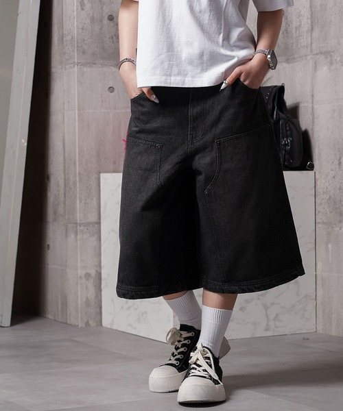 1111clothing（ワンフォークロージング）の「12oz デニム ダブルニージョーツ / 12-ounce Denim Double-Knee Jorts（デニムパンツ・メンズ・カモフラージュ/ネイビー/ブラック/ブルー・XL/L/M）」の8枚目の写真