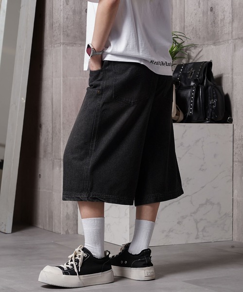 1111clothing（ワンフォークロージング）の「12oz デニム ダブルニージョーツ / 12-ounce Denim Double-Knee Jorts（デニムパンツ・メンズ・カモフラージュ/ネイビー/ブラック/ブルー・XL/L/M）」の9枚目の写真