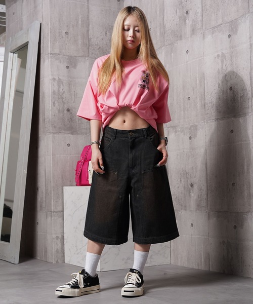 1111clothing（ワンフォークロージング）の「12oz デニム ダブルニージョーツ / 12-ounce Denim Double-Knee Jorts（デニムパンツ・メンズ・カモフラージュ/ネイビー/ブラック/ブルー・XL/L/M）」の18枚目の写真