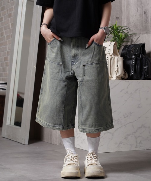 1111clothing（ワンフォークロージング）の「12oz デニム ダブルニージョーツ / 12-ounce Denim Double-Knee Jorts（デニムパンツ・メンズ・カモフラージュ/ネイビー/ブラック/ブルー・XL/L/M）」の22枚目の写真