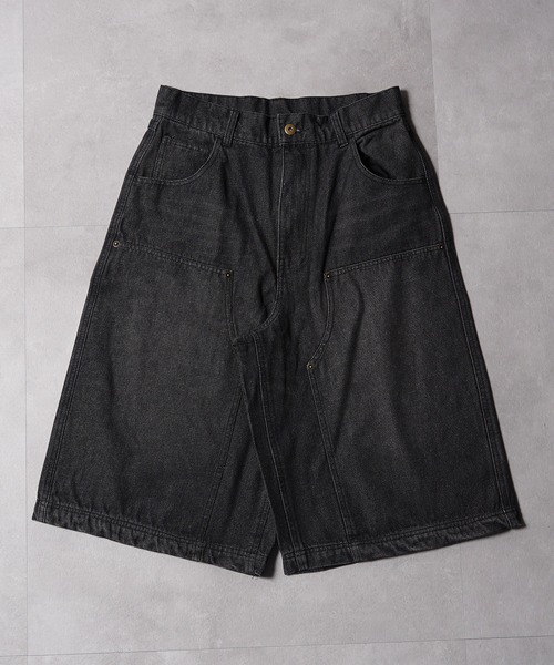 1111clothing（ワンフォークロージング）の「12oz デニム ダブルニージョーツ / 12-ounce Denim Double-Knee Jorts（デニムパンツ・メンズ・カモフラージュ/ネイビー/ブラック/ブルー・XL/L/M）」の6枚目の写真