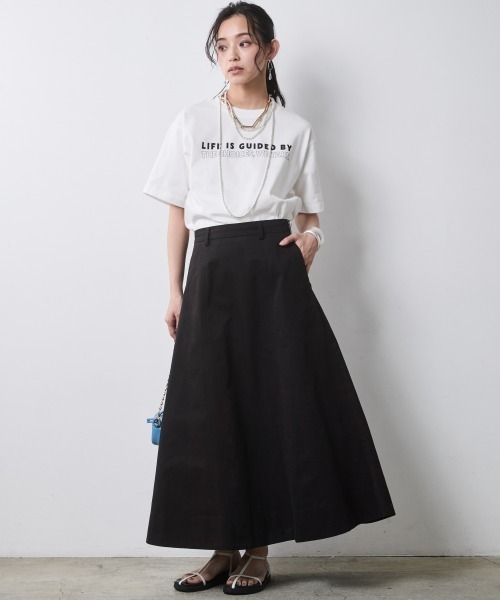 CHIC STYLE(シックスタイル)の「綿100%チノフレアスカート<大きいサイズ有>シックスタイル(スカート・レディース・ブラック/ベージュ・M/L/LL/3L/4L/5L)」の3枚目の写真