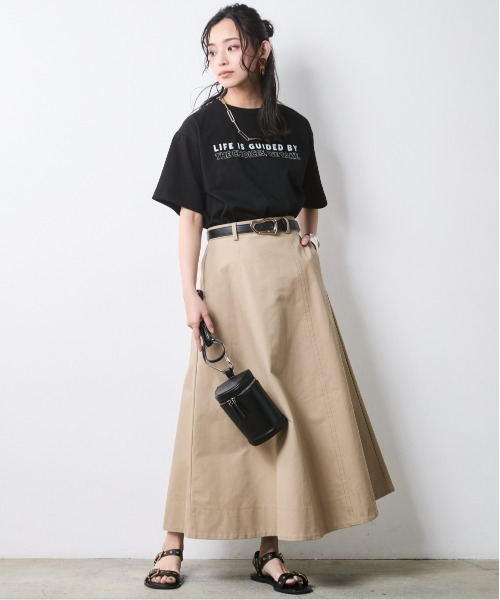 CHIC STYLE(シックスタイル)の「綿100%チノフレアスカート<大きいサイズ有>シックスタイル(スカート・レディース・ブラック/ベージュ・M/L/LL/3L/4L/5L)」の4枚目の写真