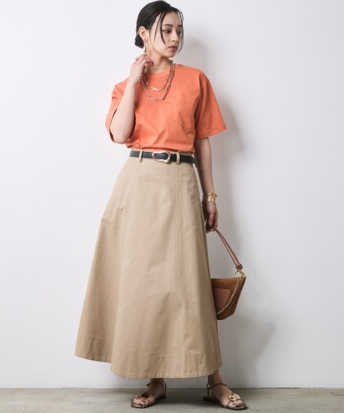 CHIC STYLE(シックスタイル)の「綿100%チノフレアスカート<大きいサイズ有>シックスタイル(スカート・レディース・ブラック/ベージュ・M/L/LL/3L/4L/5L)」の6枚目の写真