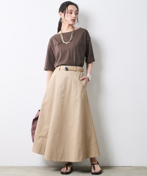 CHIC STYLE(シックスタイル)の「綿100%チノフレアスカート<大きいサイズ有>シックスタイル(スカート・レディース・ブラック/ベージュ・M/L/LL/3L/4L/5L)」の9枚目の写真
