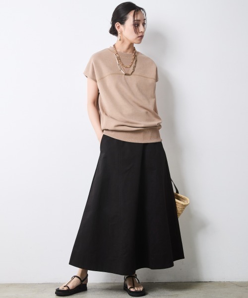 CHIC STYLE(シックスタイル)の「綿100%チノフレアスカート<大きいサイズ有>シックスタイル(スカート・レディース・ブラック/ベージュ・M/L/LL/3L/4L/5L)」の12枚目の写真