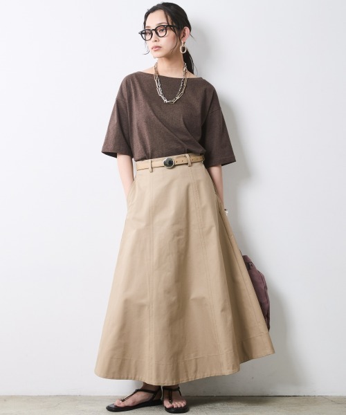 CHIC STYLE(シックスタイル)の「綿100%チノフレアスカート<大きいサイズ有>シックスタイル(スカート・レディース・ブラック/ベージュ・M/L/LL/3L/4L/5L)」の13枚目の写真