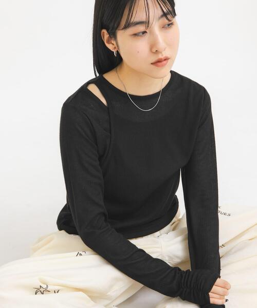 KBF レイヤードアシメカットソー アシメレイヤードTEE（Tシャツ/カットソー）｜KBF（ケイビーエフ）の