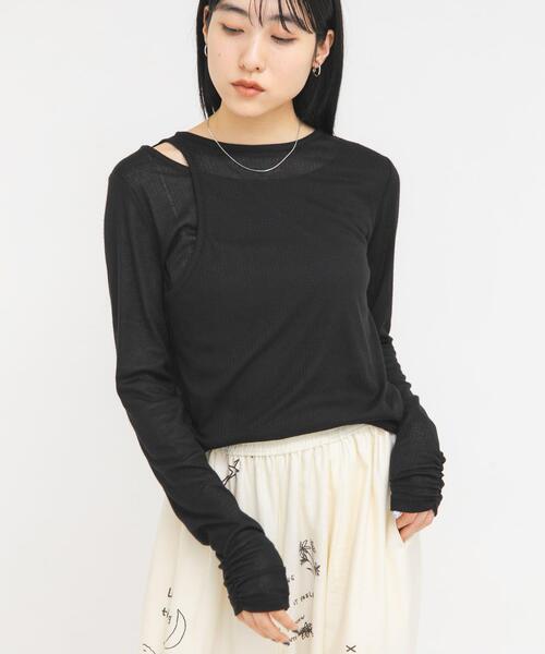 KBF(ケイビーエフ)の「アシメレイヤードTEE(Tシャツ/カットソー・レディース・アイボリー/ブラック/ライトブルー・ONE)」の20枚目の写真