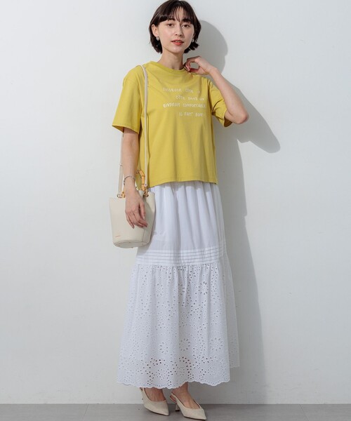 23区 L(ニジュウサンクオオキイサイズ)の「リラクシーシルエット メッセージ ロゴTシャツ(Tシャツ/カットソー・レディース・ホワイト系/ライトイエロー系/グレー系・46/44)」の13枚目の写真
