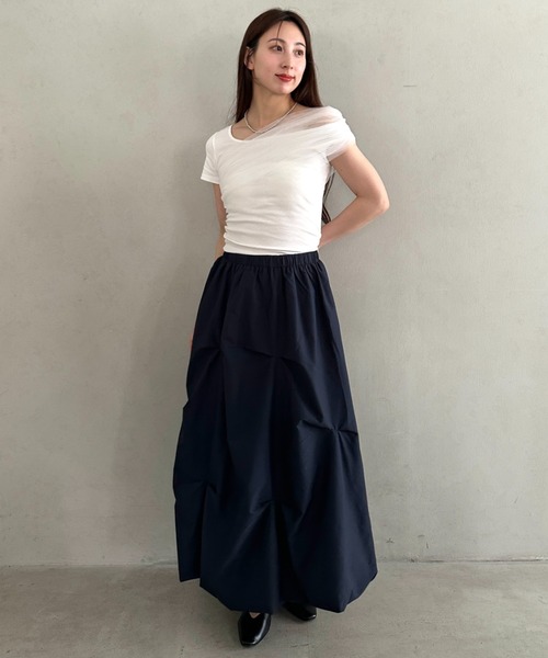 MYMOOD.(マイムード)の「チュールドッキングアシメントリーカットソー 半袖Tシャツ ワンショルダートップス(Tシャツ/カットソー・レディース・ブラック/ホワイト・FREE)」の20枚目の写真