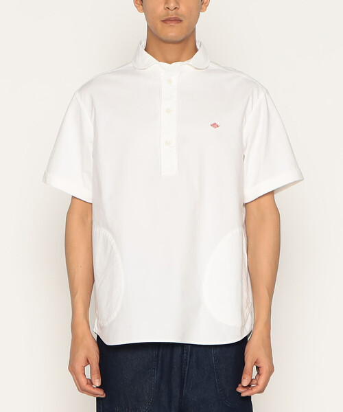 Men's Oxford Round Collar Short Sleeve Pullover Shirt（シャツ